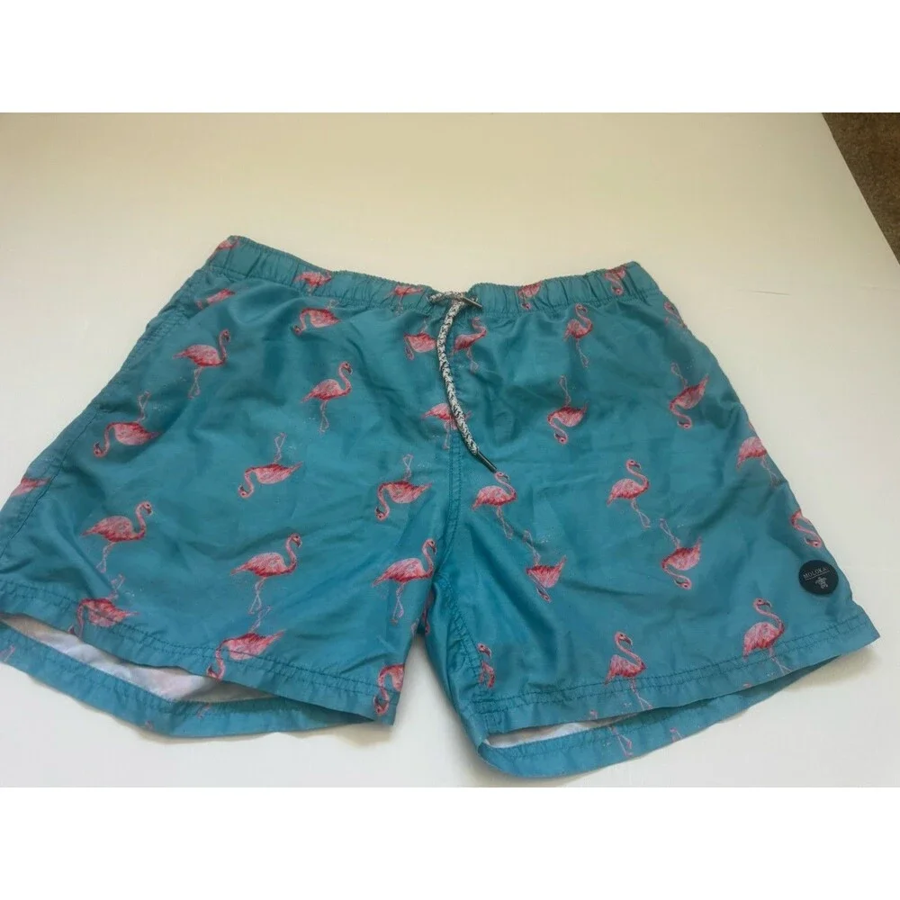 Molokai Surf Co Men’s Swim Trunks Flamingo Print Blue Pink Size Large L
